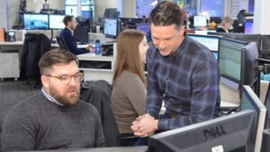 Image of Brian Kosciesza and Dan Haggerty in the KGW newsroom