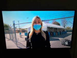 Photo of KGUN’s Megan Meier (Cronkite grad!) reporting for the KGUN 9 Now streaming news “wheel.”